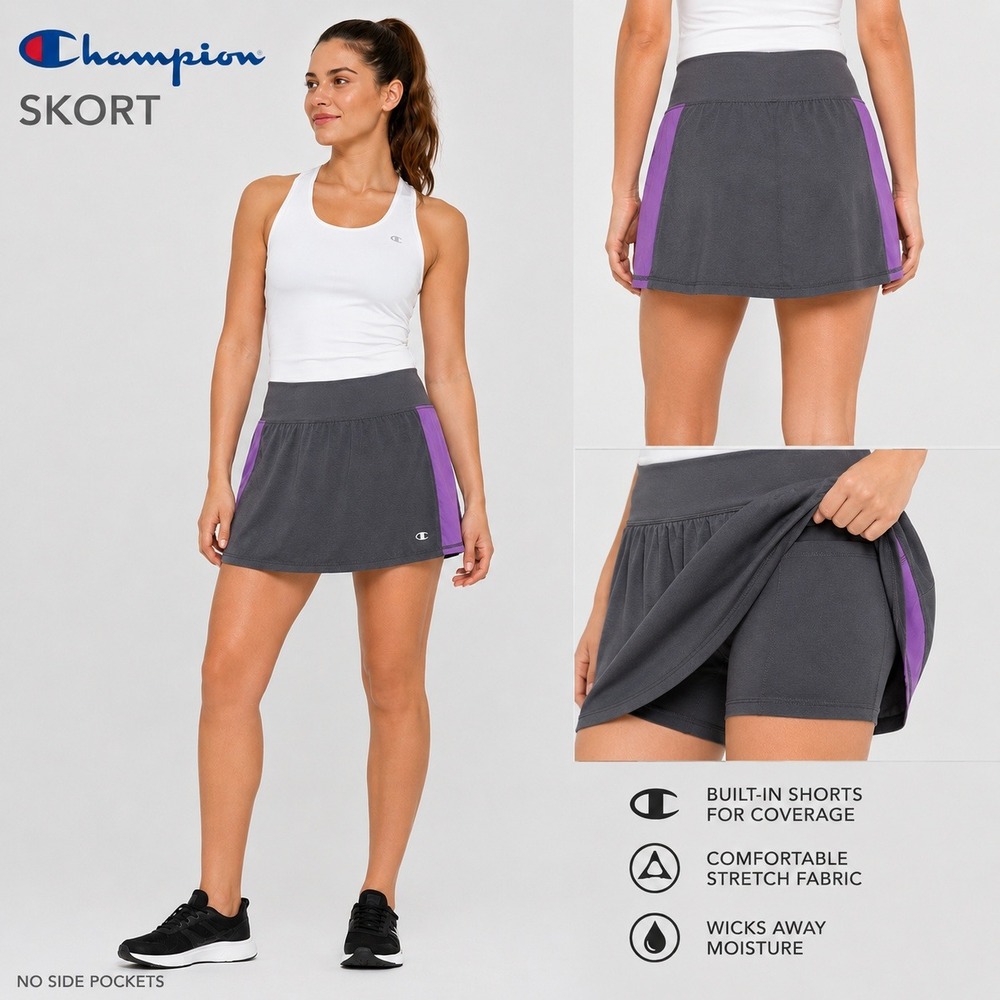 Champion Advanced Skort Gray Purple Power Core Compression Athletic Size XL